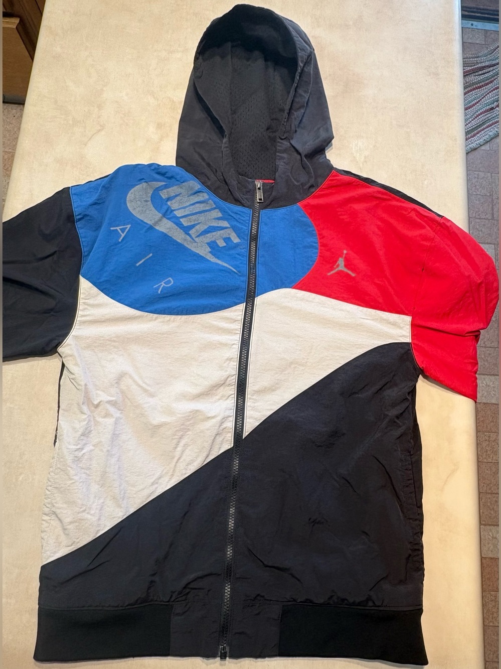 Nike Air Jordan flight Big kids Colorblock Hooded Jacket - Black/Blue/Red/White